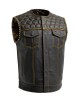 Men's Club Style Leather Vest - Gold