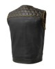 Men's Club Style Leather Vest - Gold