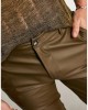leather look skinny trousers in khaki