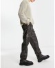relaxed cargo trousers in washed leather look