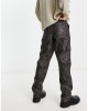 relaxed cargo trousers in washed leather look