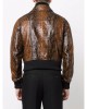 Stylish snakeskin effect zip-up leather jacket
