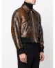 Stylish snakeskin effect zip-up leather jacket
