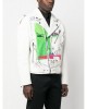 Graphic-print leather jacket