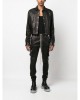 front press-stud fastening leather jacket
