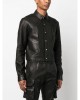 front press-stud fastening leather jacket