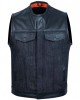Leather and Denim Combo Biker Gilet Vest