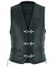 Plain Mens Leather Waistcoat Motorcycle Biker Vest Black with Hooks