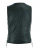 Plain Mens Leather Waistcoat Motorcycle Biker Vest Black with Hooks