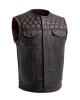 Men's Club Style Leather Vest - Red