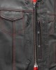 Men's Leather Motorcycle Leather Vest - Red Stitch