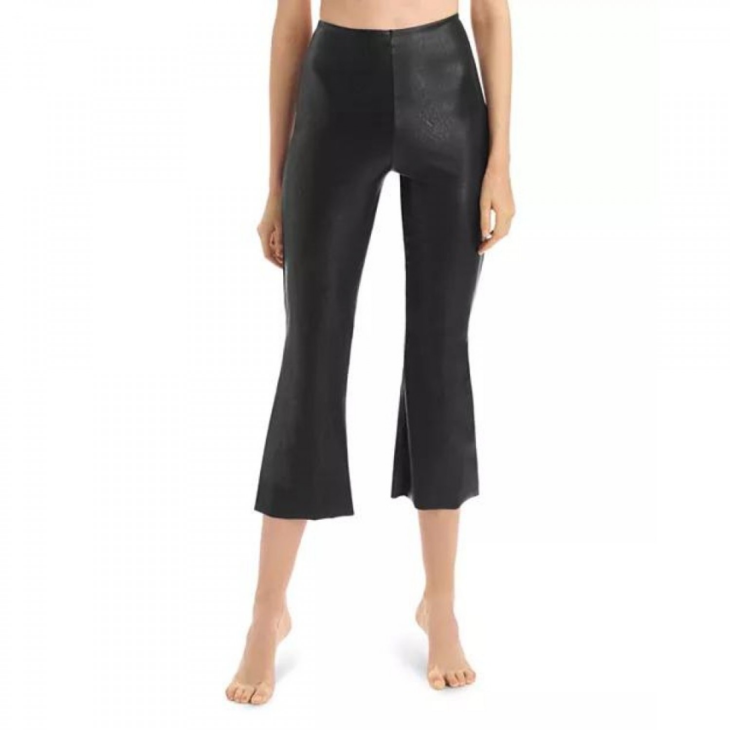 Leather Cropped Flare Leggings