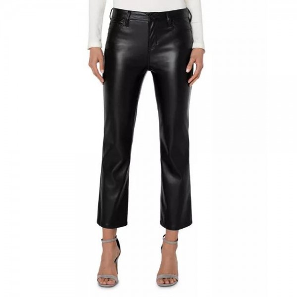 Leather Straight Ankle Pants
