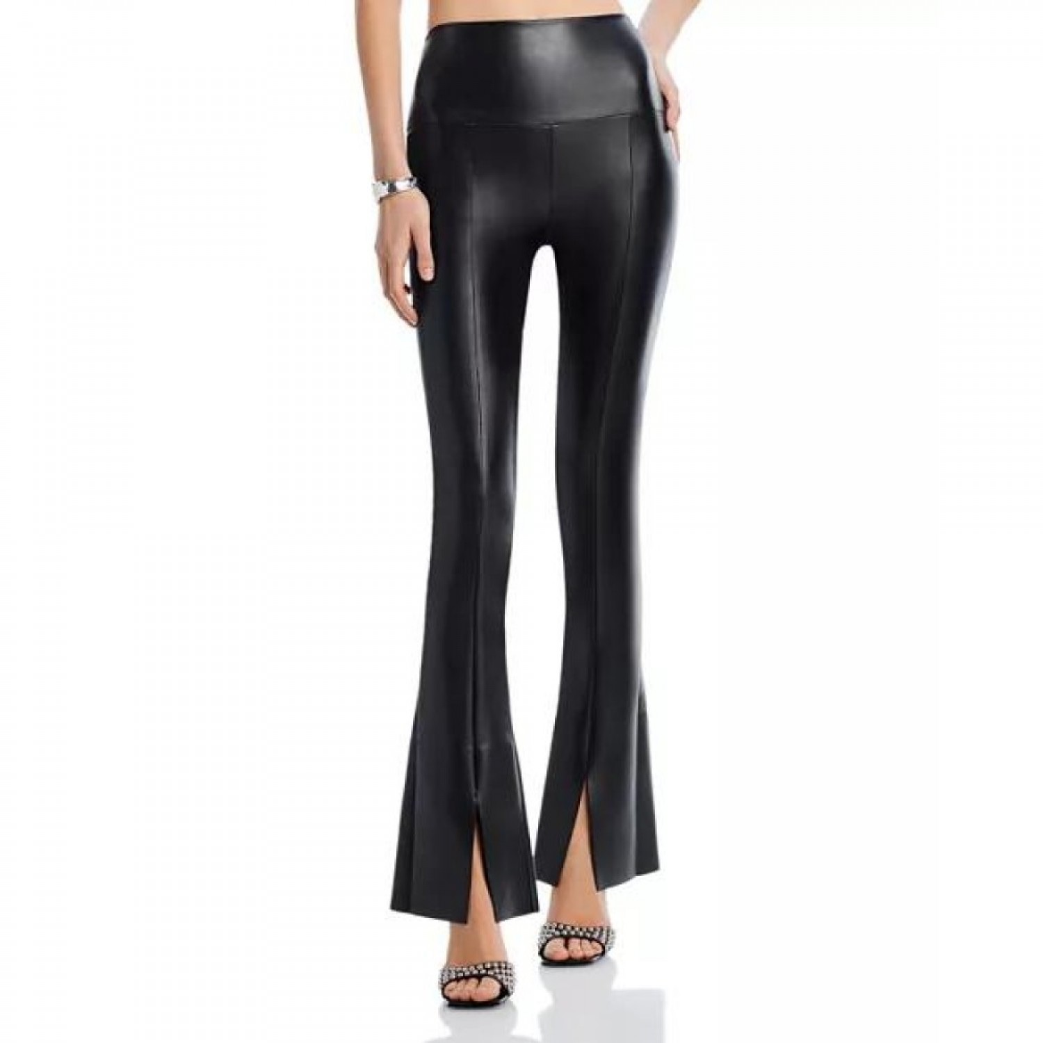Spat Split Hem Leather Leggings