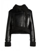 black Leather & Faux Shearling Crop Jacket