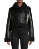 black Leather & Faux Shearling Crop Jacket