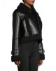 black Leather & Faux Shearling Crop Jacket