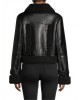 black Leather & Faux Shearling Crop Jacket