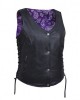Ladies Leather Vest W/Purple Liner