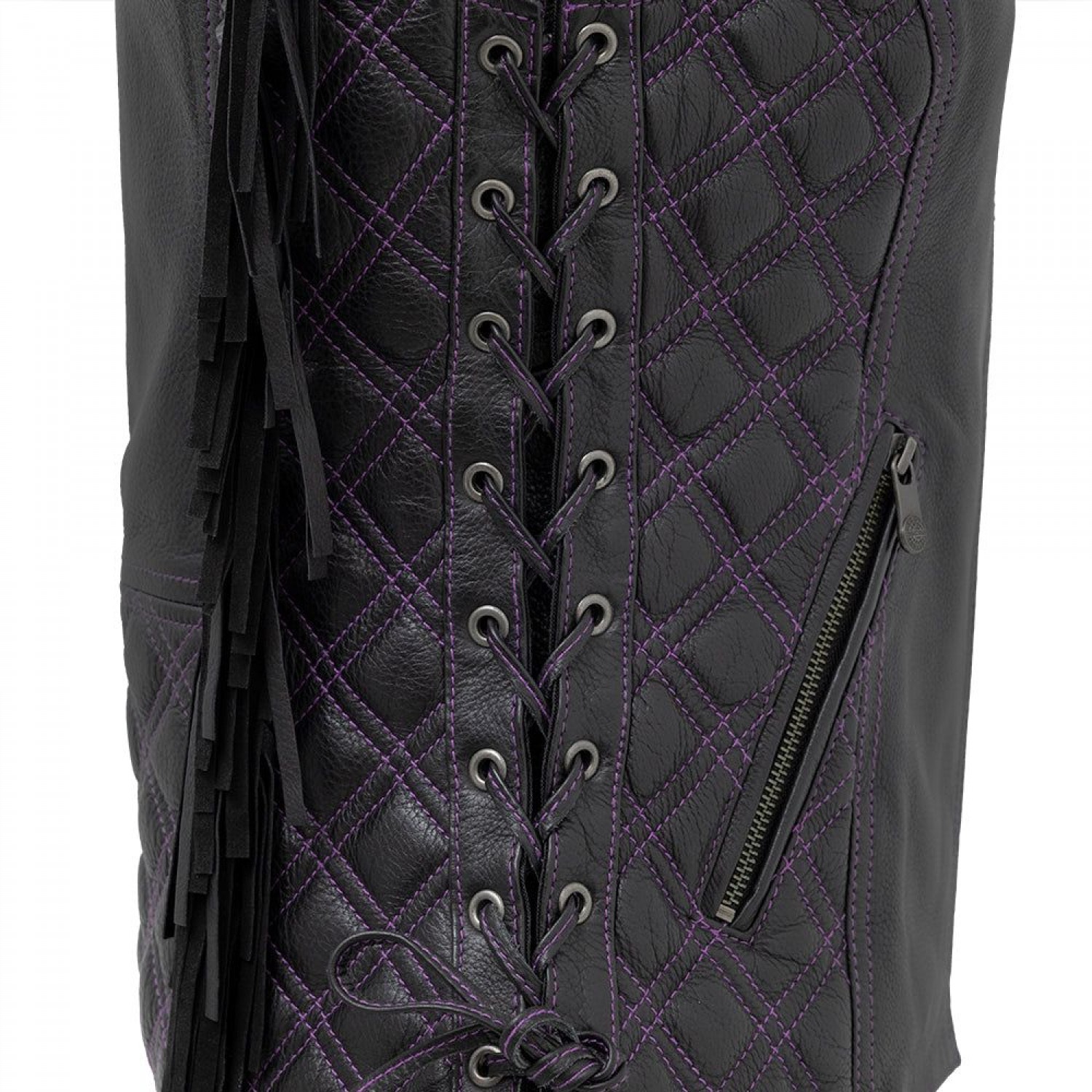 Women's PURPLE STICHED Motorcycle Leather Vest